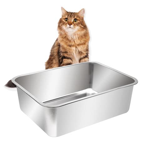 stainless steel extra large litter box|stainless steel kitty litter pan.